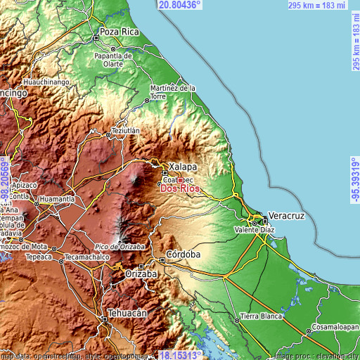 Topographic map of Dos Ríos