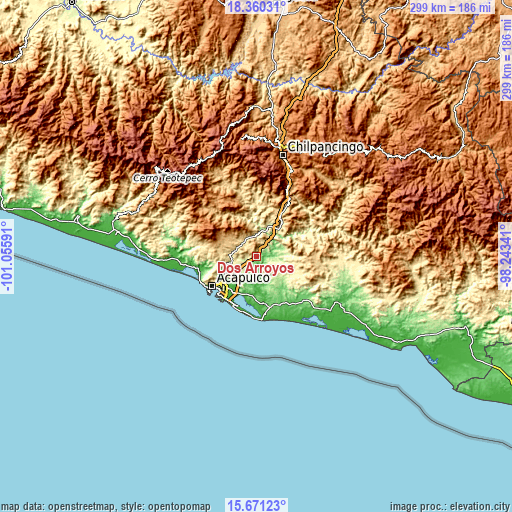 Topographic map of Dos Arroyos