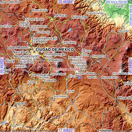 Topographic map of Domingo Arenas