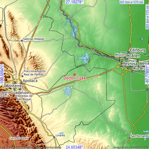 Topographic map of Doctor Coss