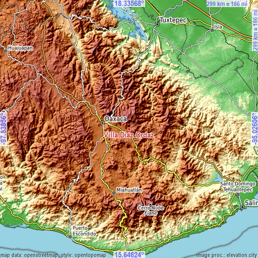 Topographic map of Villa Díaz Ordaz