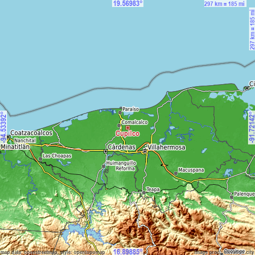 Topographic map of Cupilco