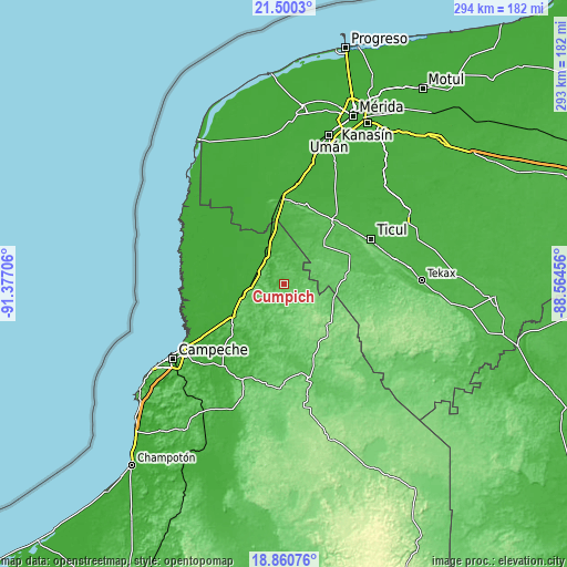 Topographic map of Cumpich