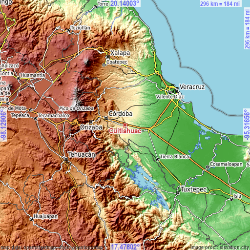 Topographic map of Cuitláhuac