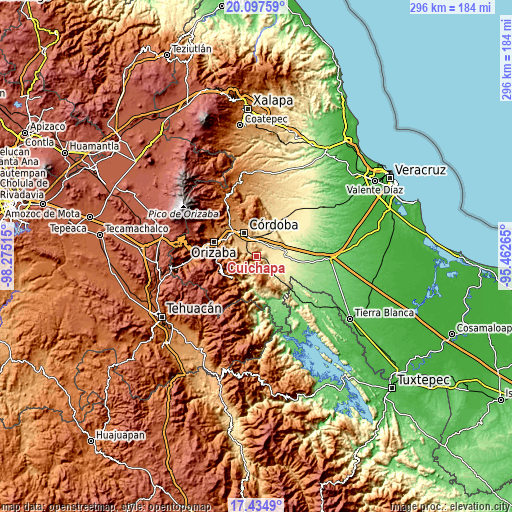 Topographic map of Cuichapa