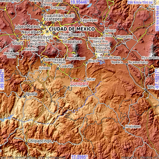 Topographic map of Cuexpala