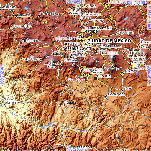 Topographic map of Cuentepec