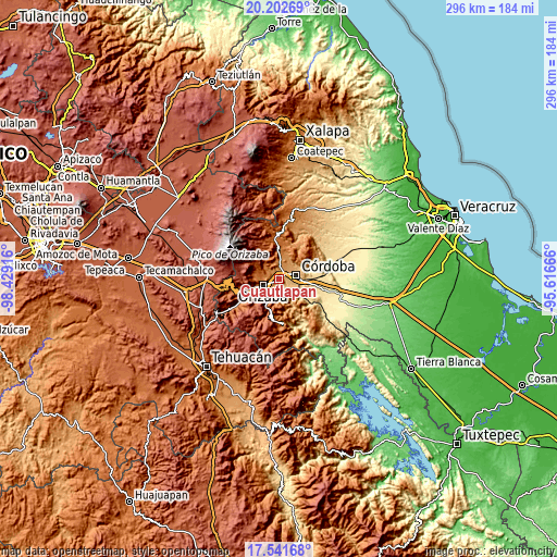 Topographic map of Cuautlapán