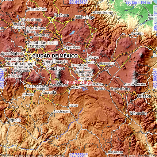 Topographic map of Cuautlancingo