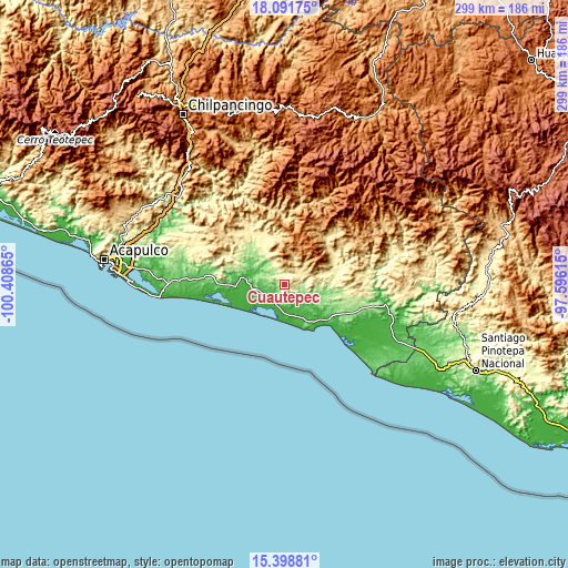 Topographic map of Cuautepec