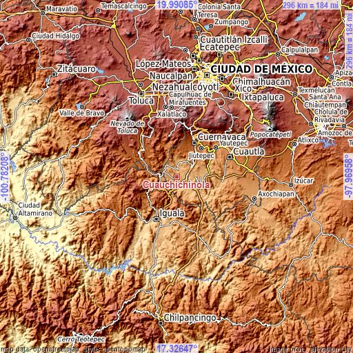 Topographic map of Cuauchichinola