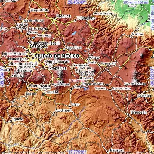 Topographic map of Cuanalá
