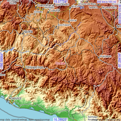 Topographic map of Cualác