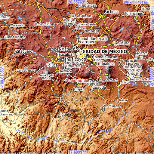 Topographic map of Coajomulco