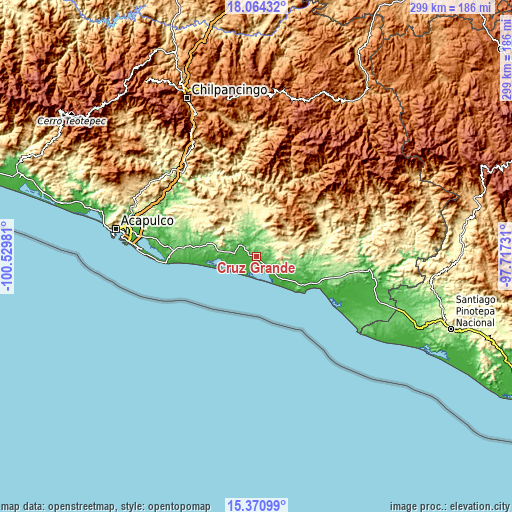 Topographic map of Cruz Grande