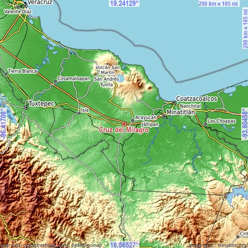 Topographic map of Cruz del Milagro