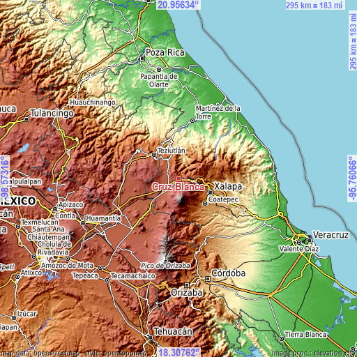 Topographic map of Cruz Blanca