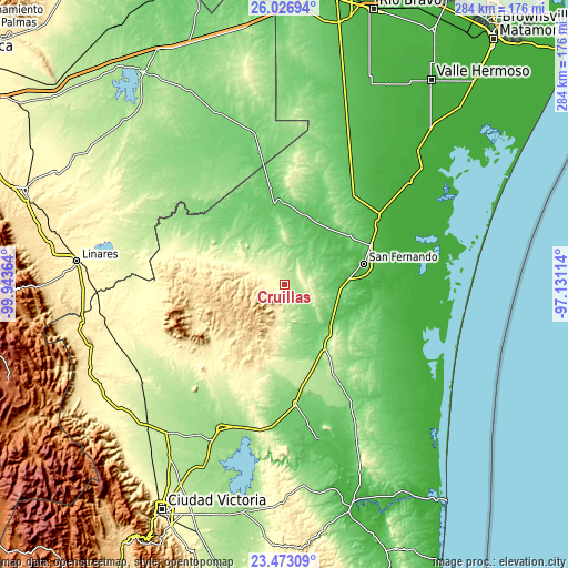 Topographic map of Cruillas