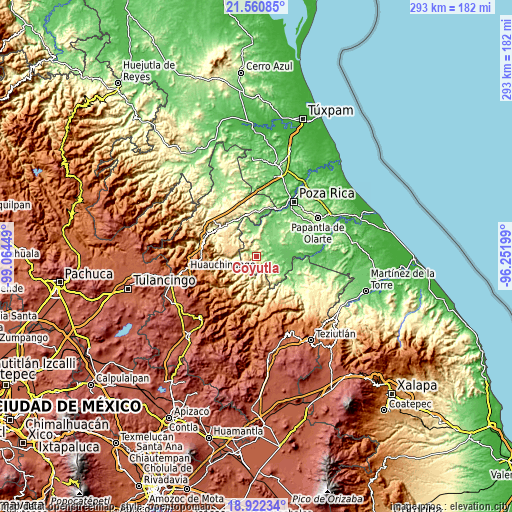 Topographic map of Coyutla