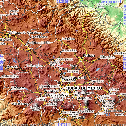 Topographic map of Coyotillos