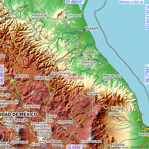 Topographic map of Coxquihui