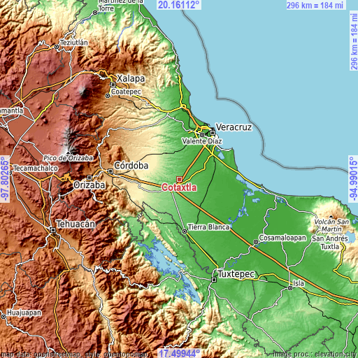 Topographic map of Cotaxtla