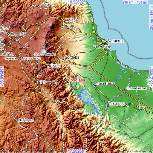 Topographic map of Cosolapa