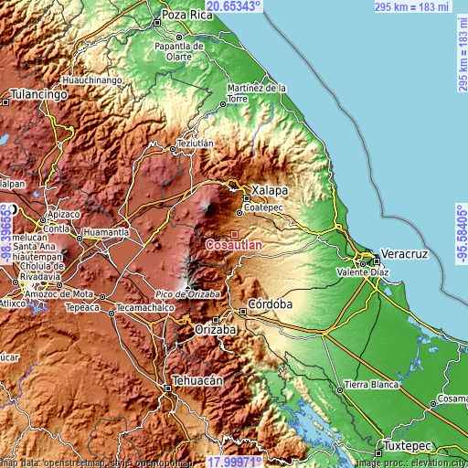 Topographic map of Cosautlán