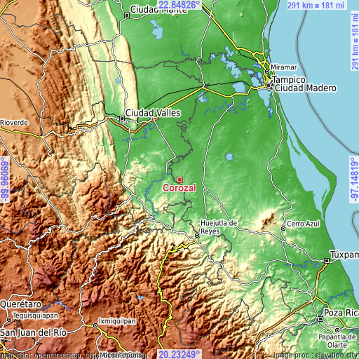 Topographic map of Corozal