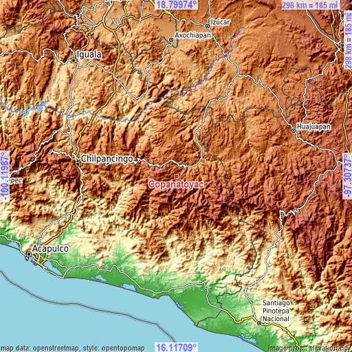 Topographic map of Copanatoyac