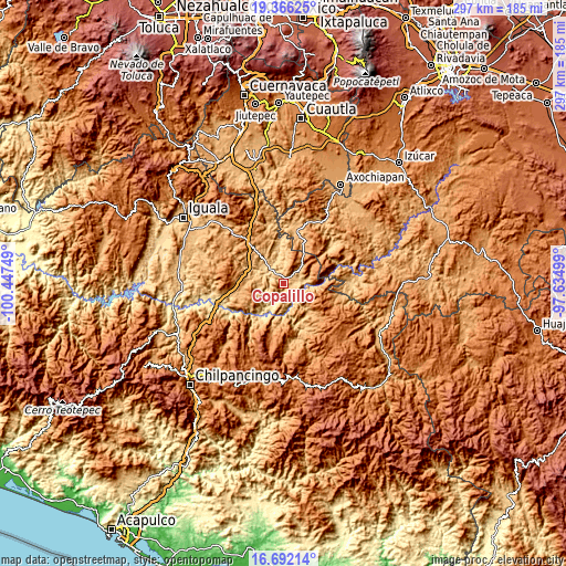 Topographic map of Copalillo