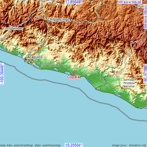 Topographic map of Copala