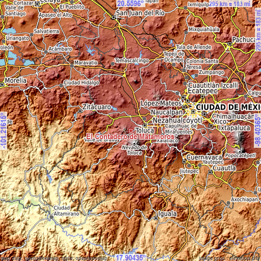 Topographic map of El Contadero de Matamoros