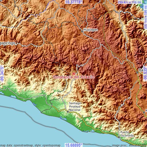 Topographic map of Constancia del Rosario