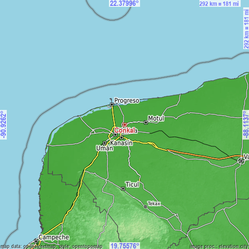 Topographic map of Conkal