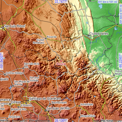 Topographic map of Concá