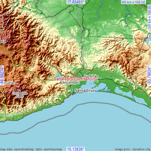 Topographic map of San Pedro Comitancillo