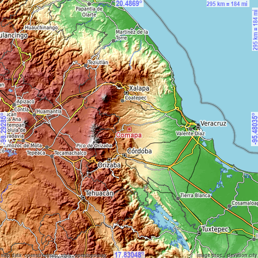 Topographic map of Comapa