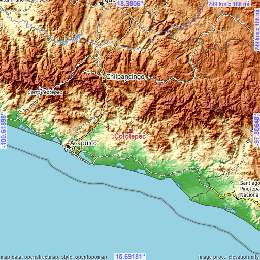 Topographic map of Colotepec