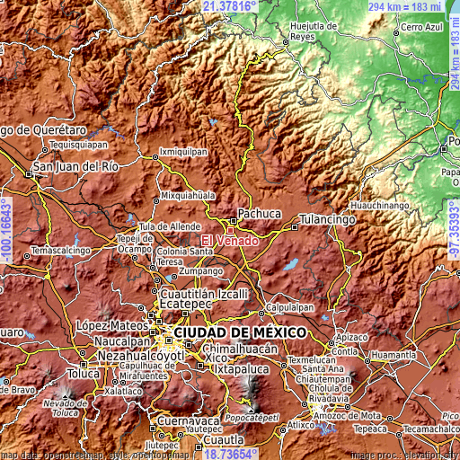 Topographic map of El Venado