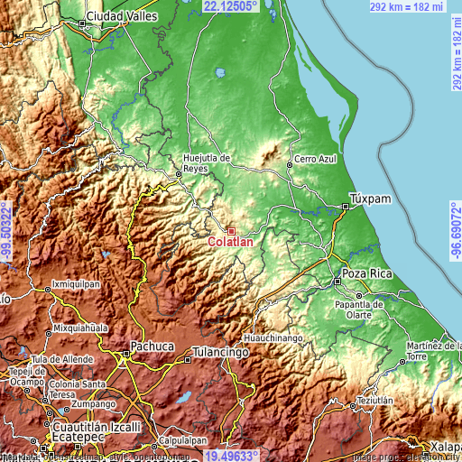 Topographic map of Colatlán