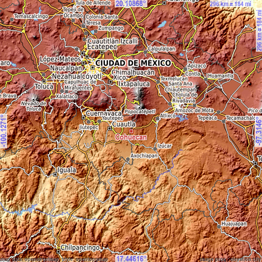 Topographic map of Cohuecán