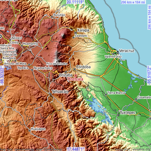 Topographic map of Coetzala