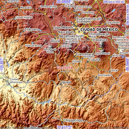 Topographic map of Cocoyotla