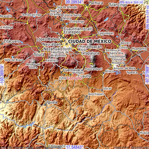 Topographic map of Cocoyoc