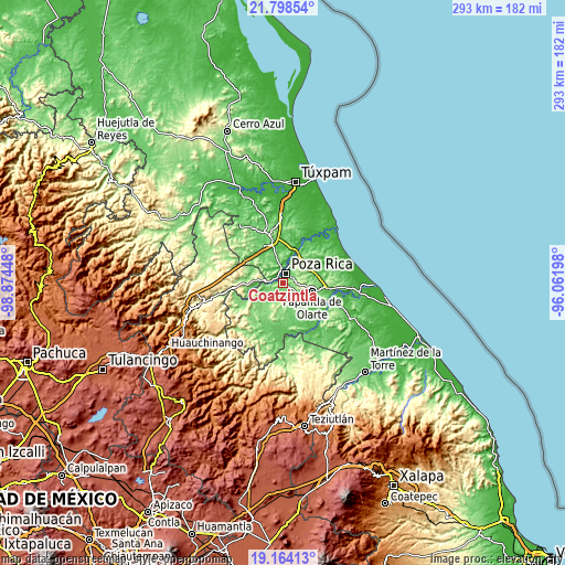 Topographic map of Coatzintla