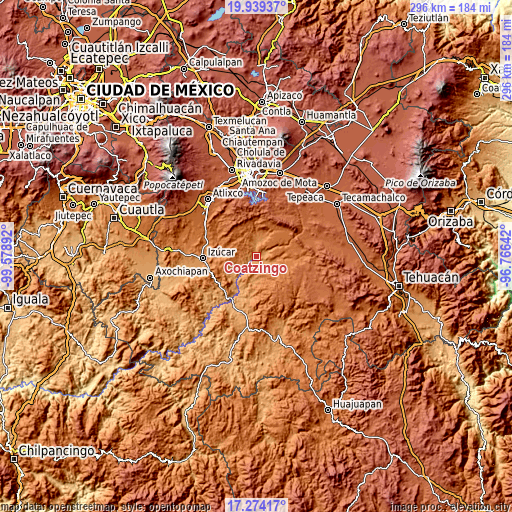 Topographic map of Coatzingo