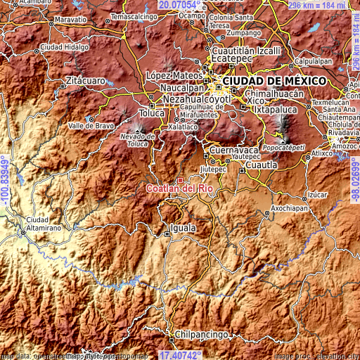 Topographic map of Coatlán del Río