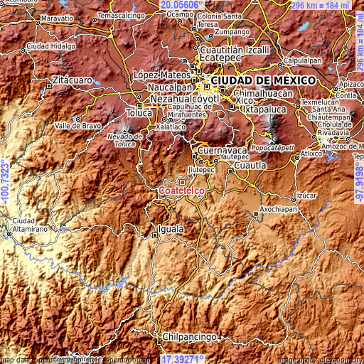 Topographic map of Coatetelco