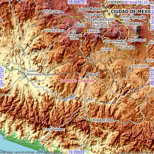 Topographic map of Coatepec Costales